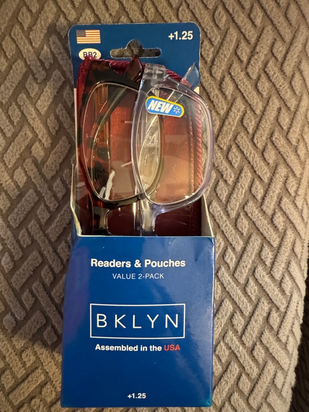 Bklyn Albee +1.25 Womens Plastic Reading Glasses &Pouches Value Pack, 2 Ea